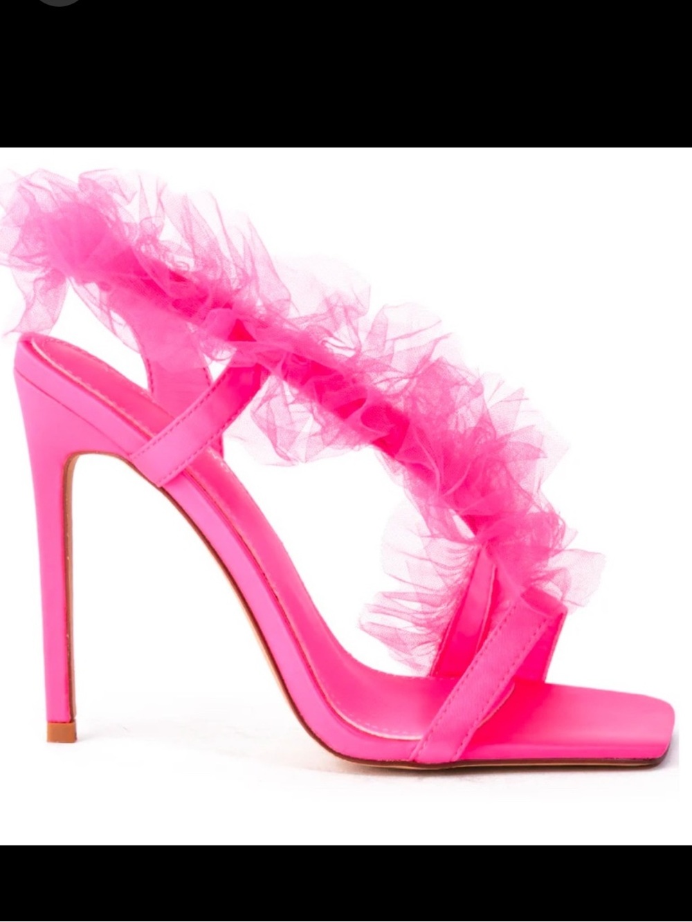 Hot Pink Tulle Accent High Heel Sandal
